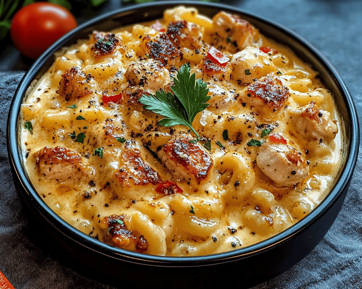 Creamy Honey Pepper Chicken Mac and Cheese Delight
