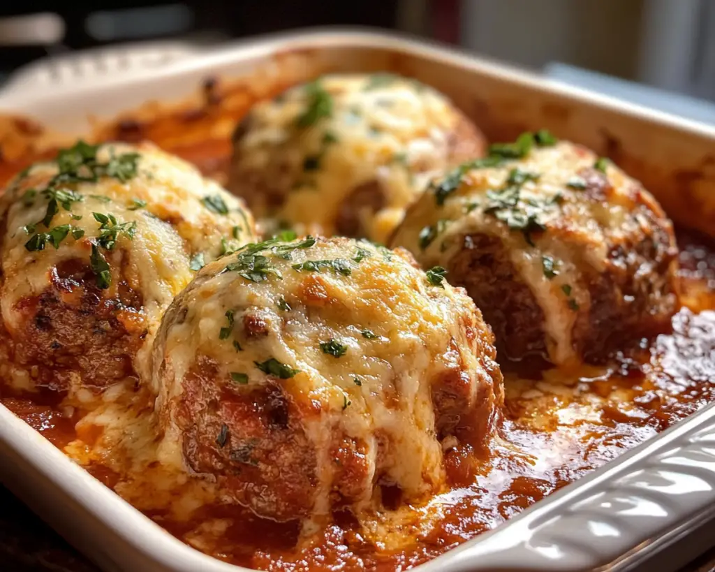 Gooey Mozzarella Stuffed Meatballs