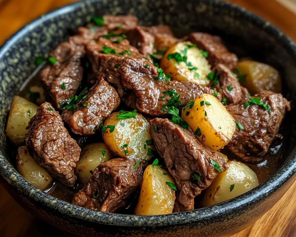Slow Cooker Garlic Butter Beef with Potatoes – Easy Tender Recipe