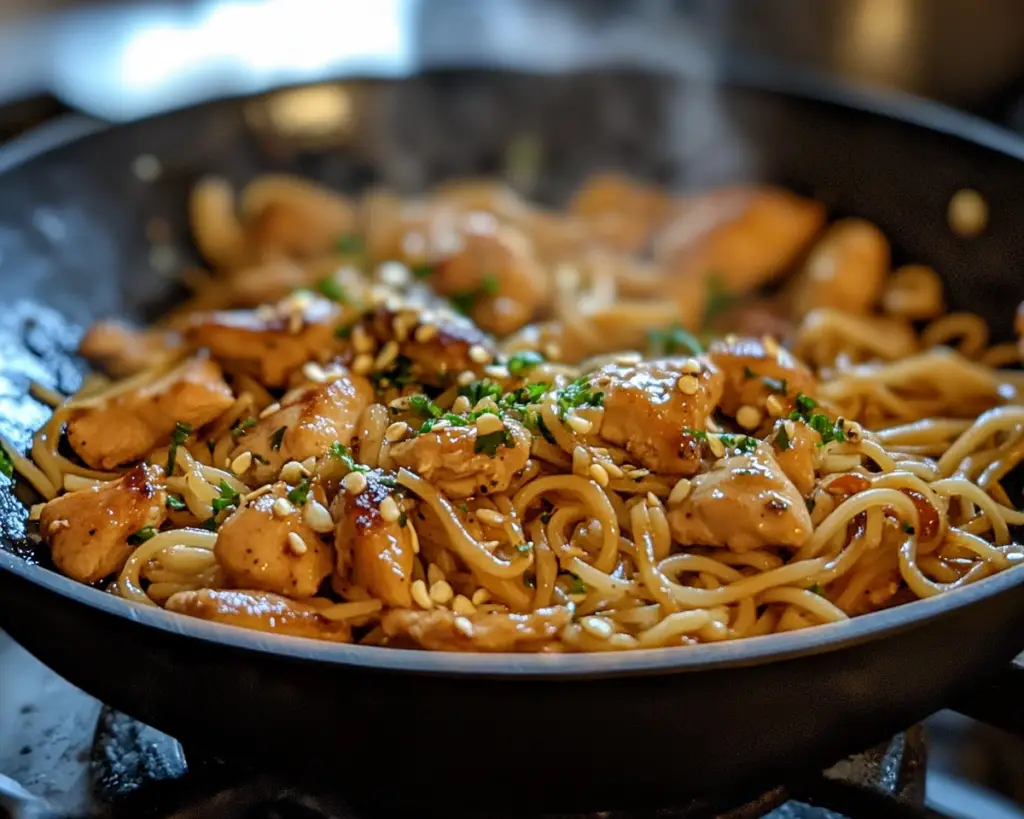 Sticky Garlic Chicken Noodles | Easy Weeknight Dinner