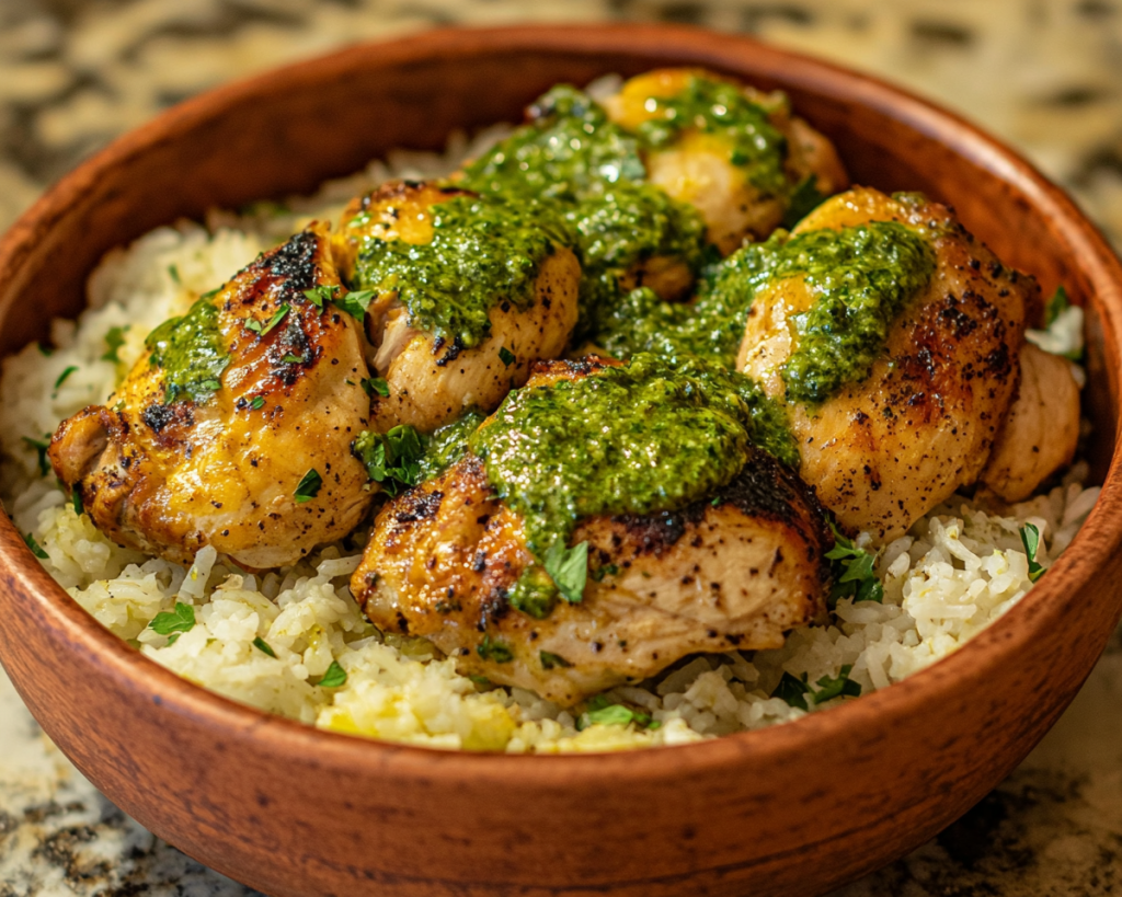 Flavorful Peruvian Chicken & Rice Recipe with Easy Green Sauce