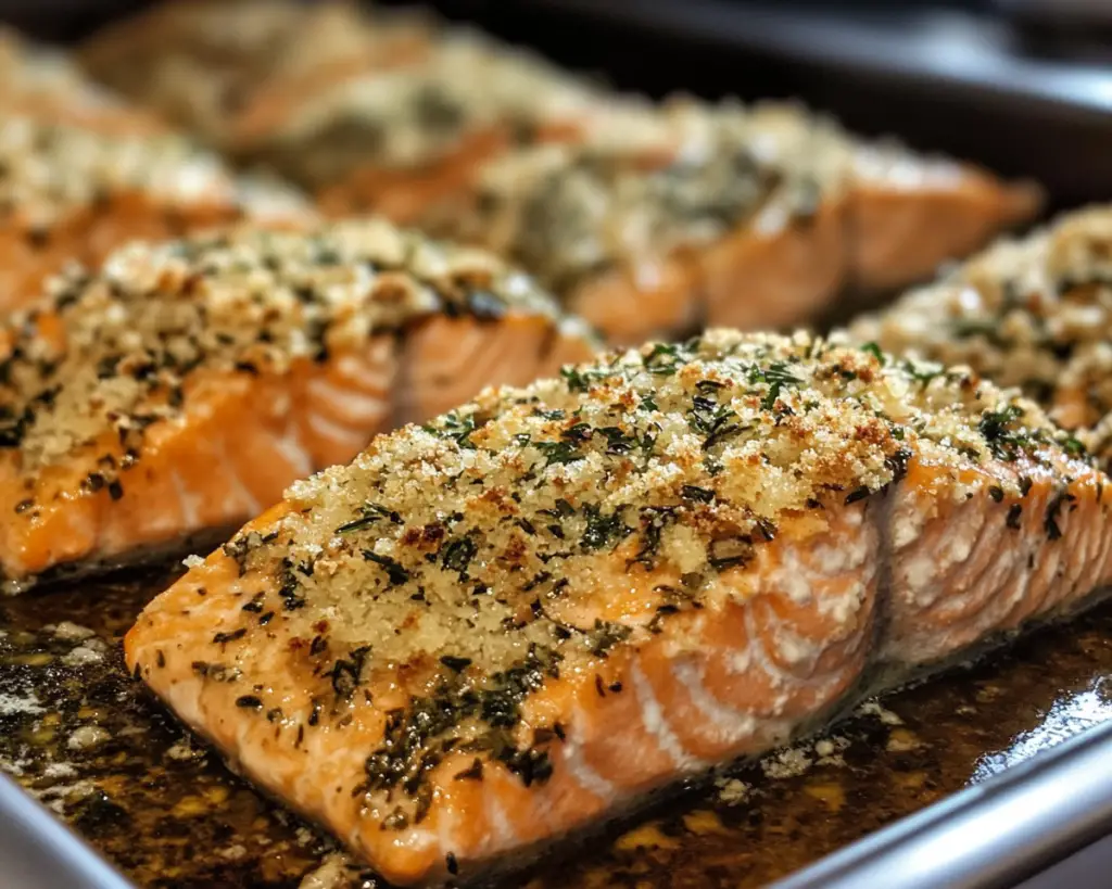 Parmesan Salmon Bake Recipe – Easy Crispy Herb Crust Dinner