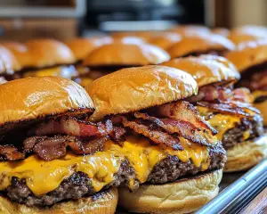 Ultimate Bacon Cheeseburger Sliders Tray