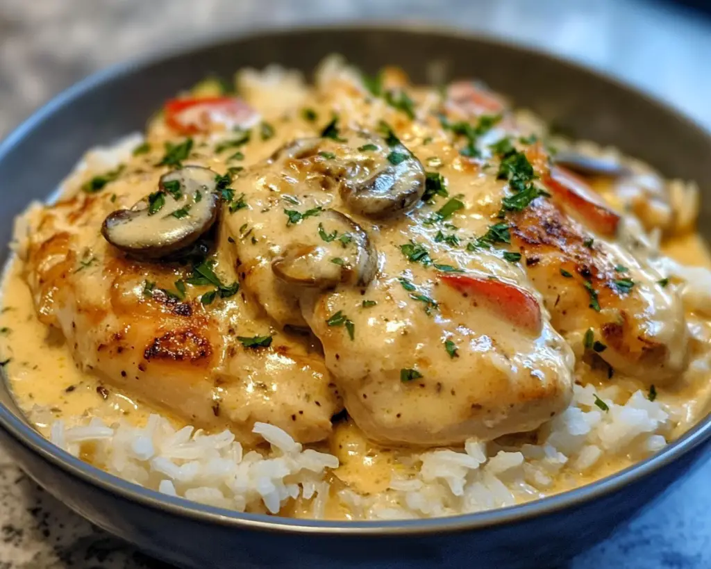 Creamy Smothered Chicken and Rice recipe