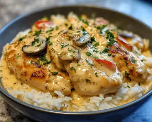 Creamy Smothered Chicken and Rice recipe