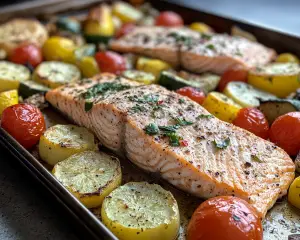 Healthy Sheet Pan Salmon and Veggies Recipe in 30 Mins