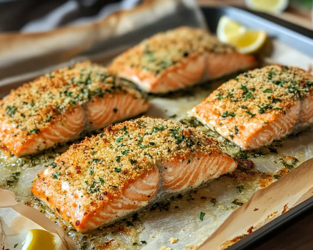 Parmesan Salmon Bake Recipe – Easy Crispy Herb Crust Dinner