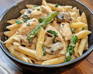 Creamy Mushroom Asparagus Chicken Penne – Easy 30-Minute Pasta Dinner