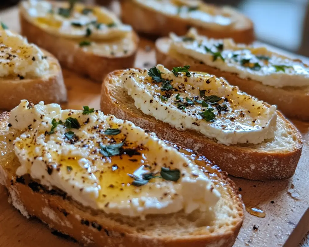 Whipped Feta Crostini with Hot Honey – Easy Party Appetizer Recipe
