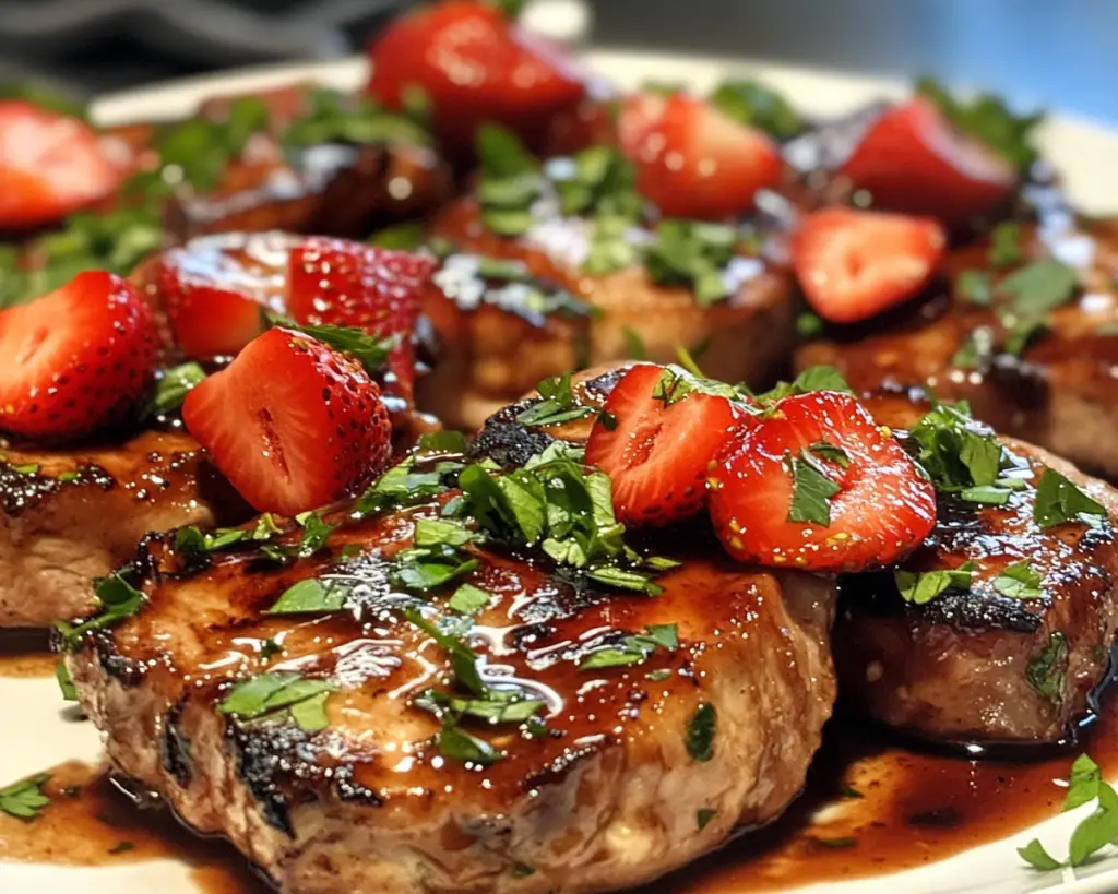 Strawberry Balsamic Pork Chops Recipe Easy Valentine’s Dinner