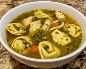 Chicken Pesto Tortellini Soup: Easy Creamy Comfort Food Recipe