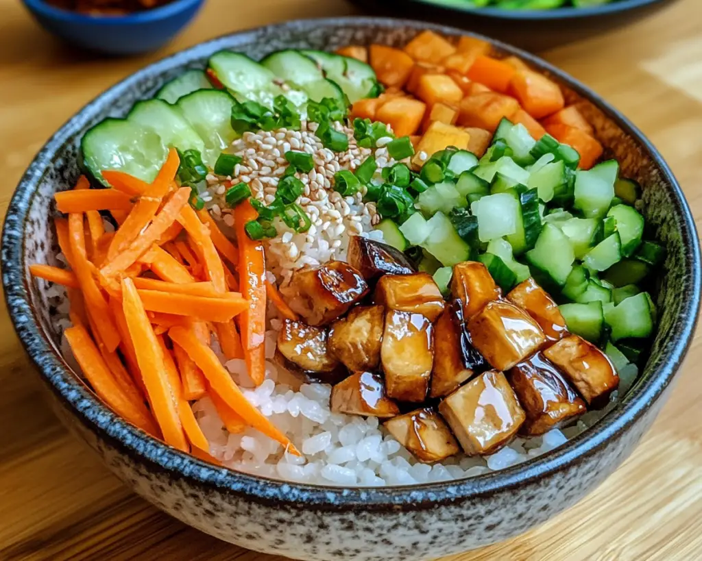 Simple Rice Bowl with Veggies and Sauce
