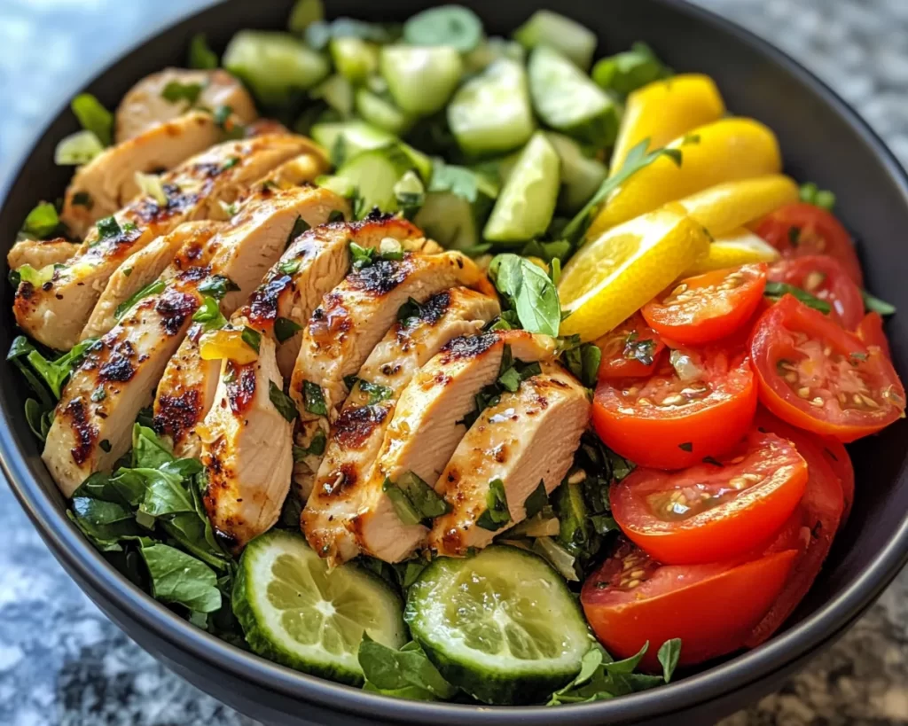 Summer Dinner: Lemon Garlic Chicken Salad Bowl