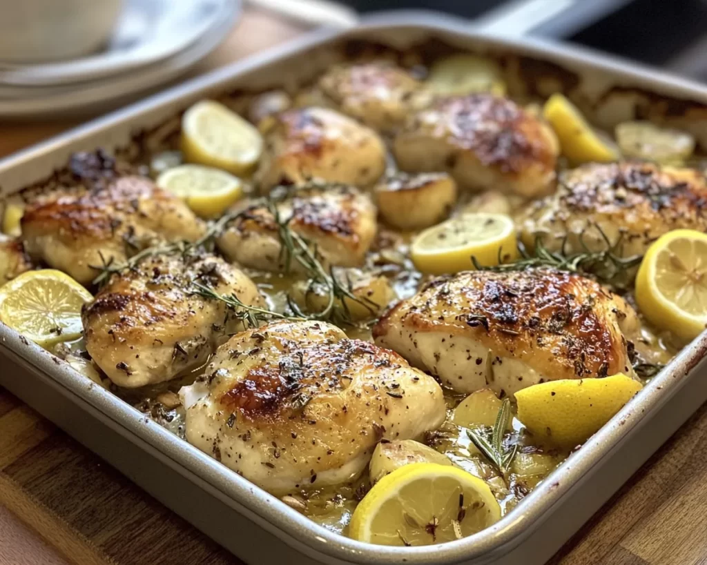 Spring Dinner Party: Lemon Garlic Chicken Tray Bake