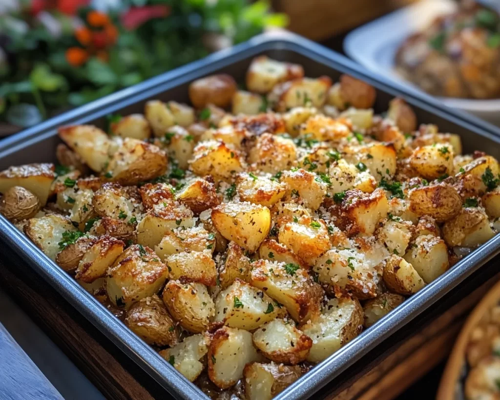 Spring Dinner Party Garlic Parmesan Potatoes