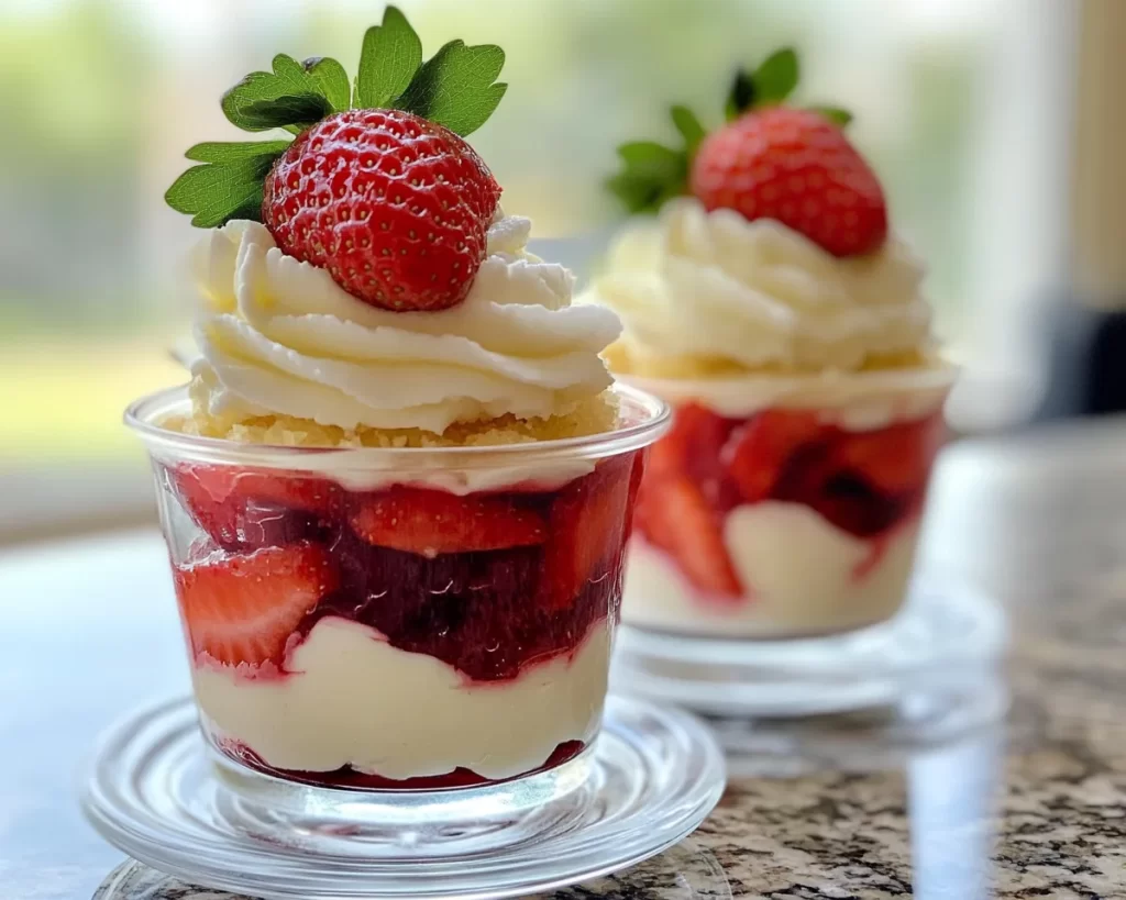 Strawberry Recipes Easy: Strawberry Dessert Cups (No Bake)