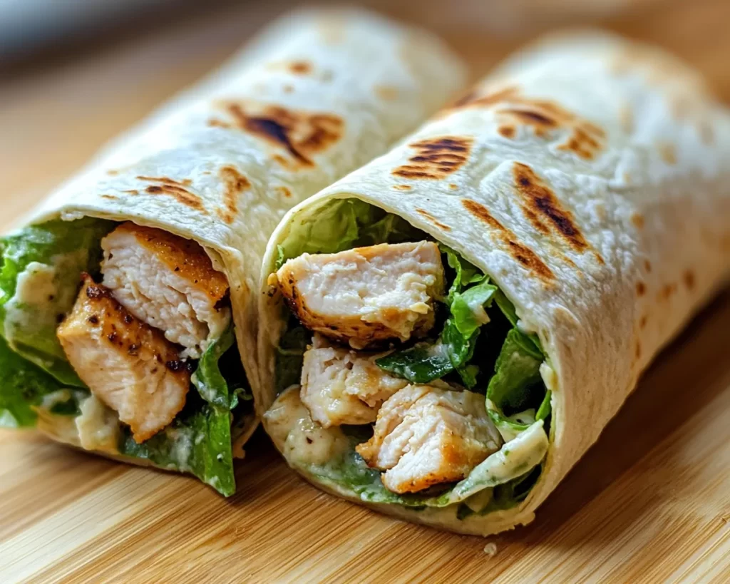 Healthy Easy Chicken Caesar Salad Wrap (Light Dinner)