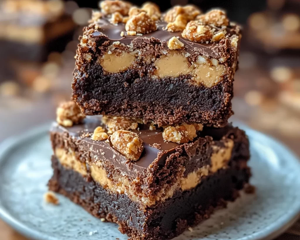 Decadent Chocolate Peanut Butter Crunch Brownies