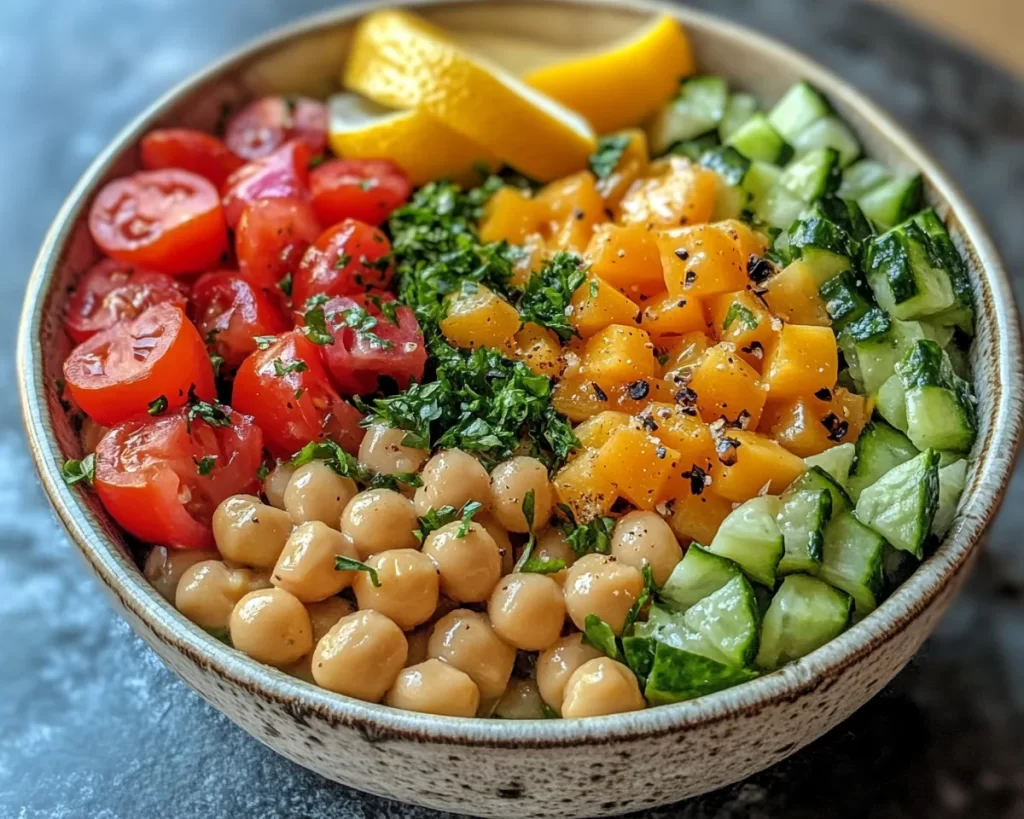 Spring Dinner Ideas: Mediterranean Bowl with Lemon Dressing