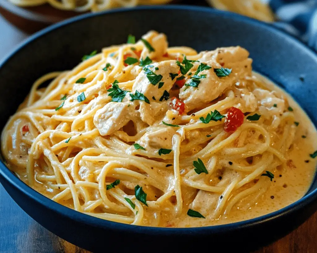 Creamy Crockpot Chicken Spaghetti Recipe