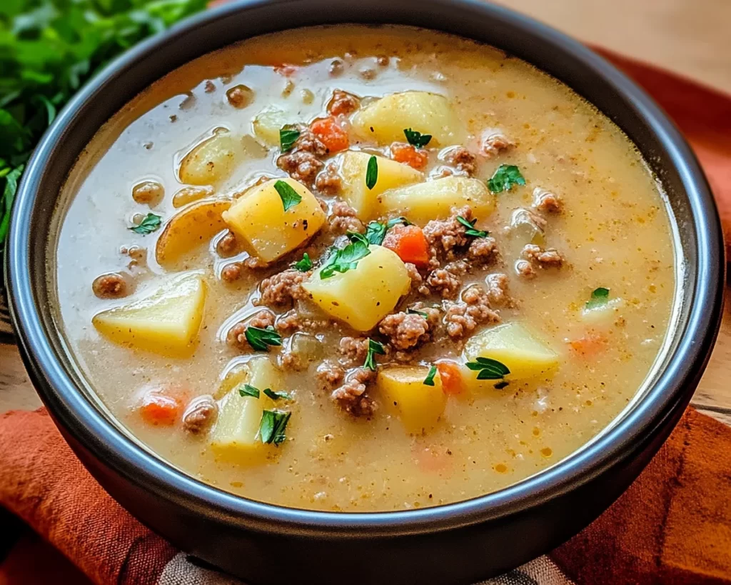 Mouthwatering Crock Pot Ground Beef Potato Soup