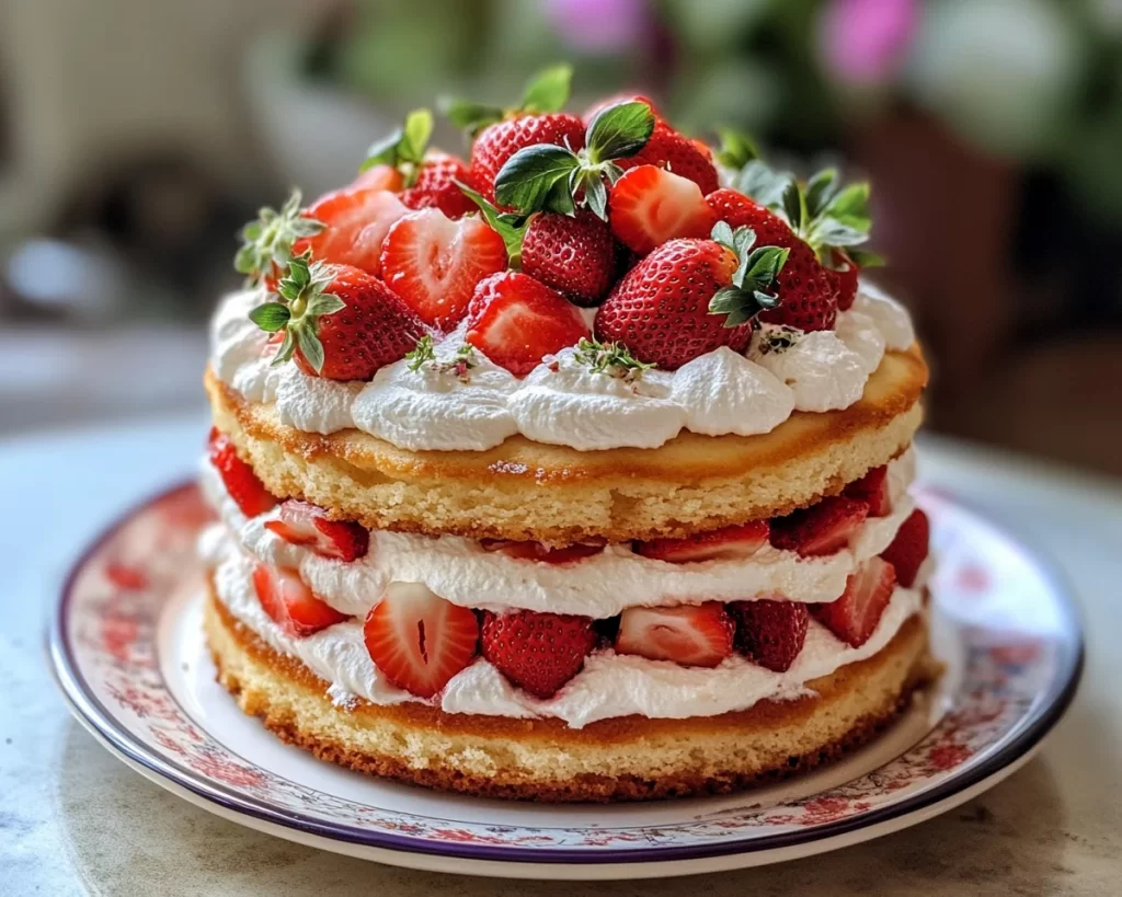Spring Cake: Strawberry Shortcake Cake (Easy)