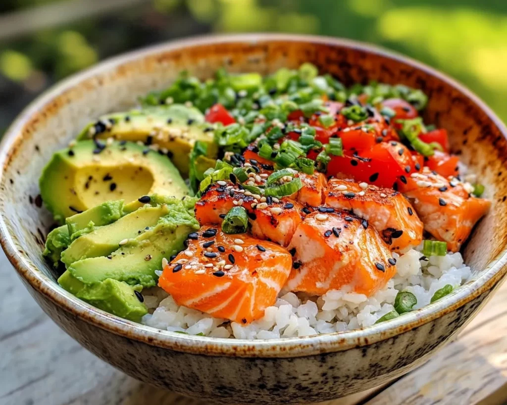 Summer Dinner Recipes: Salmon Rice Bowl with Avocado