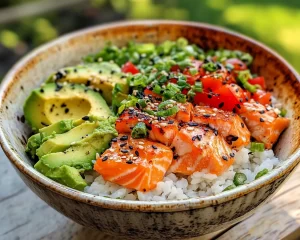 Summer Dinner Recipes: Salmon Rice Bowl with Avocado