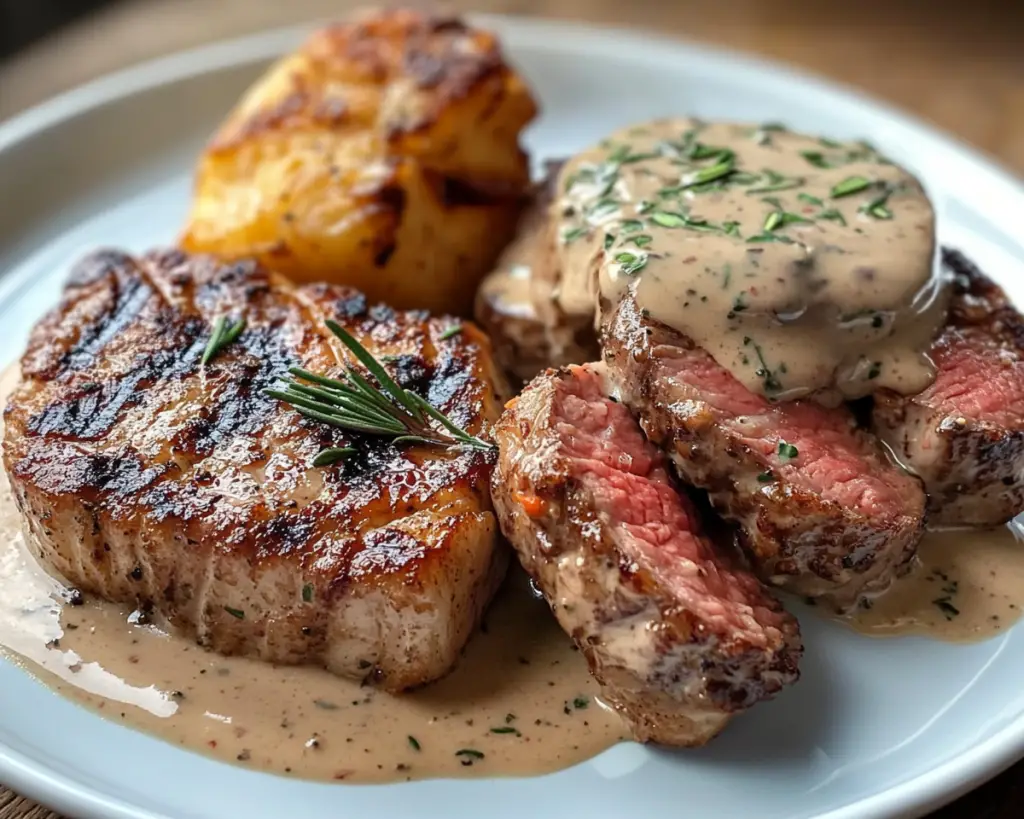 How To Make Gourmet Surf and Turf With Creamy Sauce