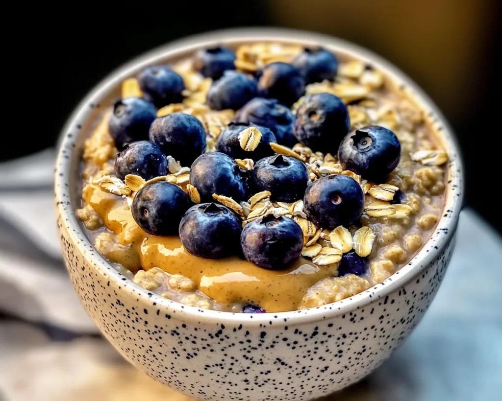 Delicious Peanut Butter Blueberry Overnight Oats