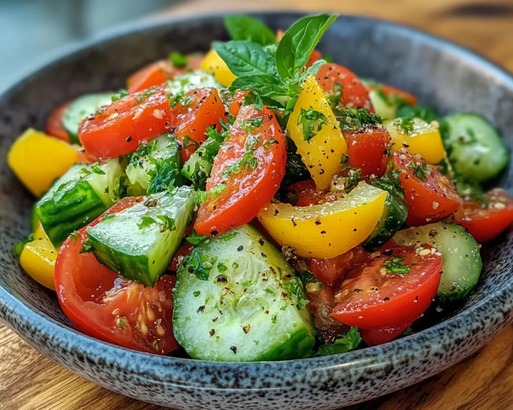 Lemon Vinegarette Dressing for Cucumber Tomato Salad