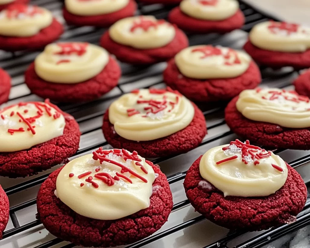 Chewy Red Velvet Cookies With Cream Cheese Frosting