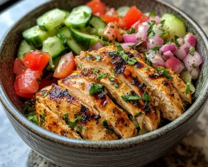 Spring Dinners: Greek Chicken Bowls with Cucumber Salad