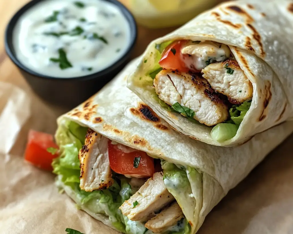 Healthy Chicken Wraps with Yogurt Sauce