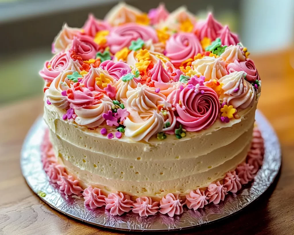 Spring Cake Designs: Simple Spring Cake with Buttercream Swirls