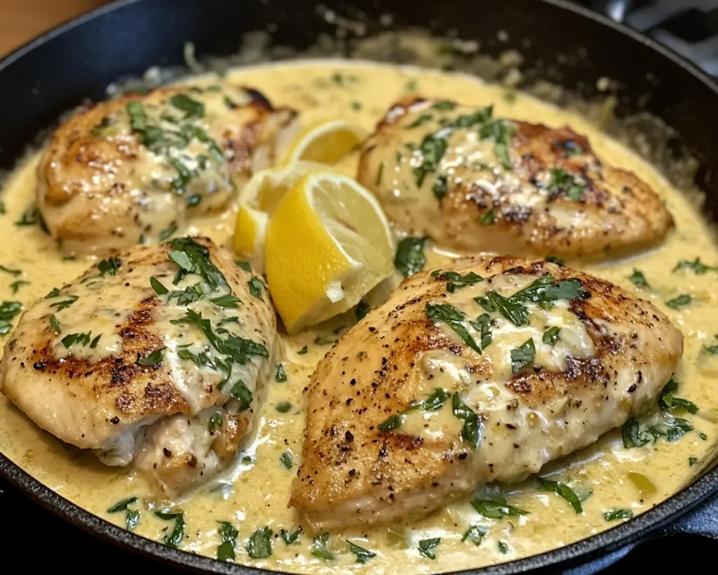 Creamy Lemon Garlic Chicken Skillet