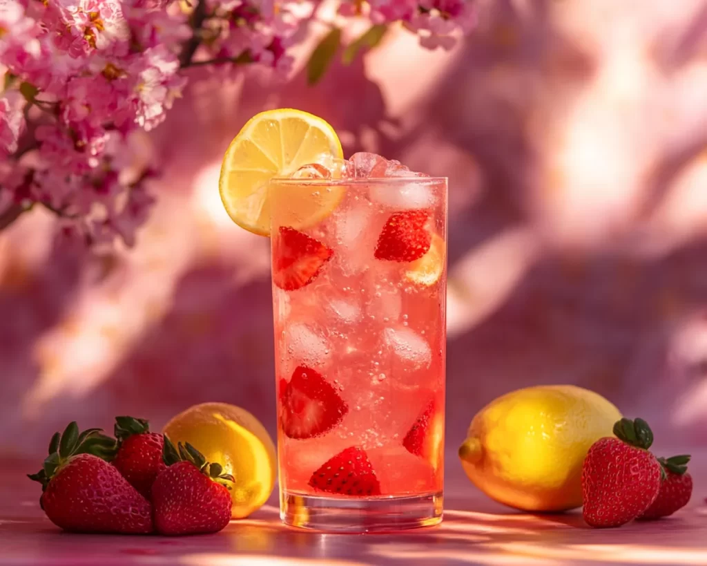 Spring Drinks: Strawberry Sparkling Lemon Drink