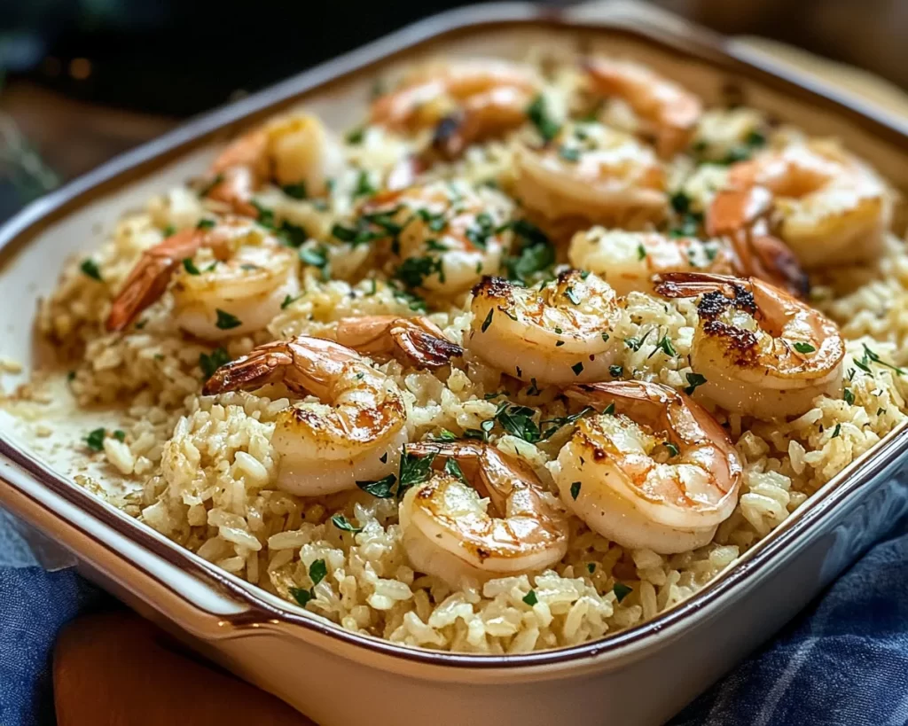 Savory Garlic Butter Shrimp Rice Bake Recipe