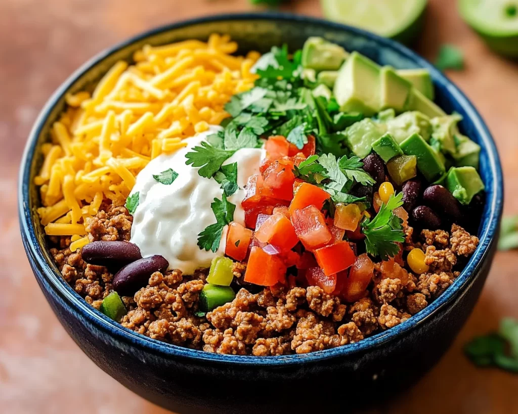 Delicious Ground Turkey Tacos Bowl