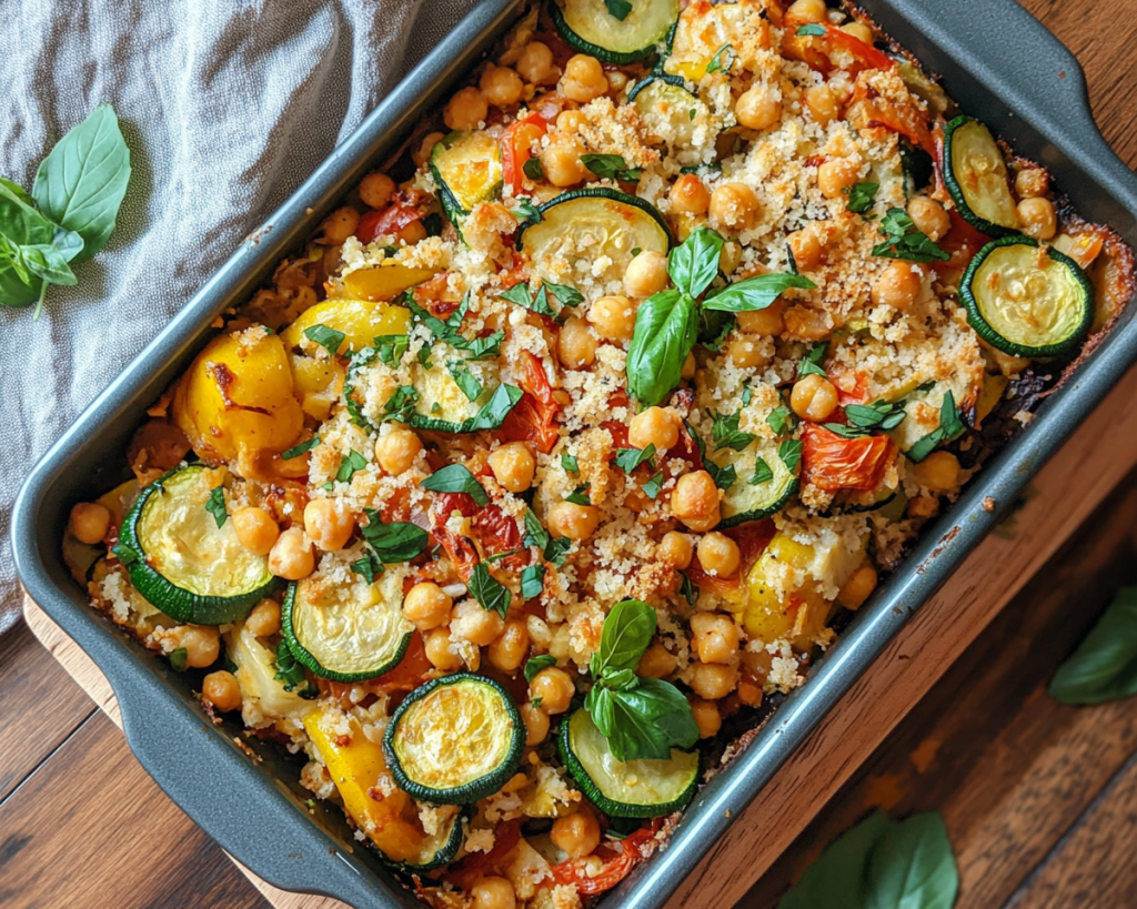 Mediterranean Zucchini Chickpea Bake