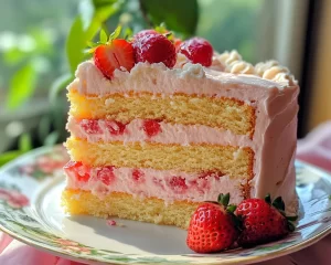 Spring Birthday Cake: Vanilla Cake with Strawberry Filling