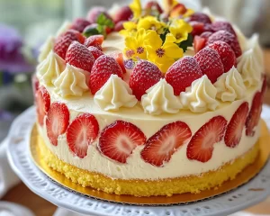 Spring Birthday Cake: Lemon Strawberry Birthday Cake