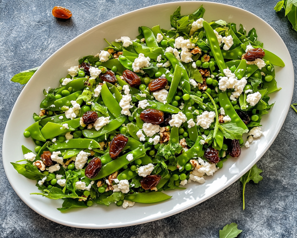 Shaved Snap Pea Salad with Goat Cheese & Dates | Fresh Spring Salad Recipe
