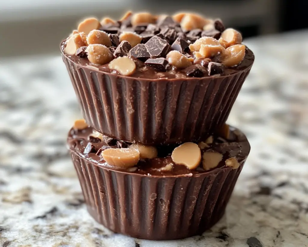 Frozen Chocolate Peanut Butter Yogurt Cups (Healthy & Cool Dessert)