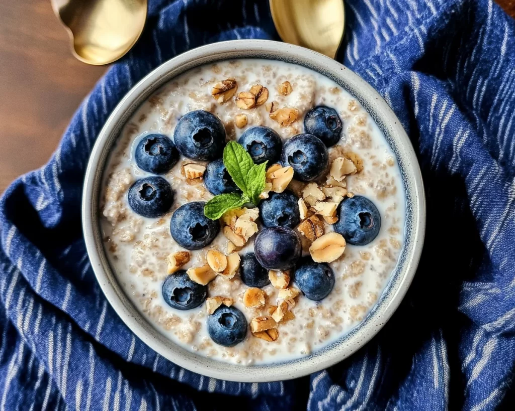Walnut Blueberry Overnight Oats With Yogurt