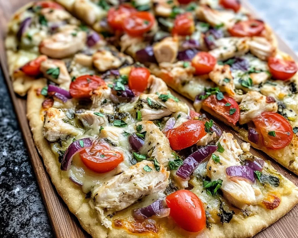 Delicious Mediterranean Chicken Flatbread Pizza