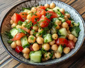 Mediterranean Chickpea Salad with Cucumber