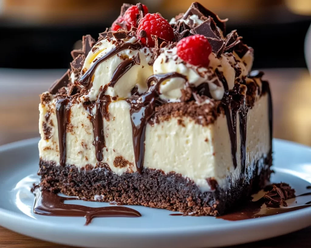 Decadent Hot Fudge Sundae Brownie Cheesecake