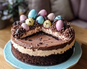Indulge in Double Chocolate Easter Egg Cheesecake!