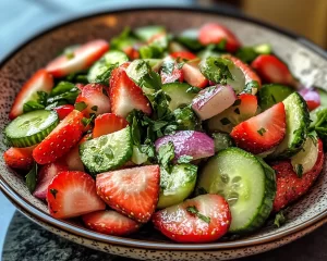 Spring Salad: Strawberry Cucumber Salad with Lemon Dressing